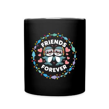 Two Funny Seals Seals Friends Forever - Full Colour Mug - black - Front