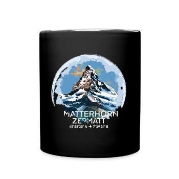 Matterhorn Zermatt Wallis Wandern Schweiz Andenken - Tasse einfarbig - Schwarz - Vorne