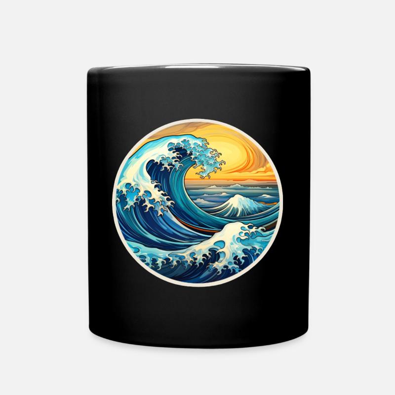 Illustration de grosses vagues – Maritime Retro Design - Mug uni - noir