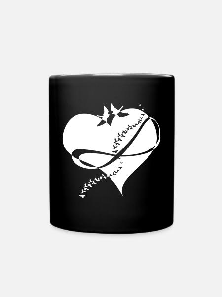 unendliche Liebe Herz Schwalben Unendlichkeit - Tasse einfarbig - Schwarz