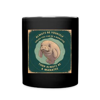 Sei Du selbst oder sei ein Manatee Lebensweisheit - Tasse einfarbig - Schwarz - Vorne