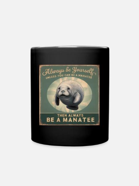 Be yourself or be a Manatee Wisdom - Full Colour Mug - black