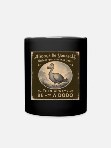 Sei Du selbst oder sei ein Dodo Vintage Design - Tasse einfarbig - Schwarz