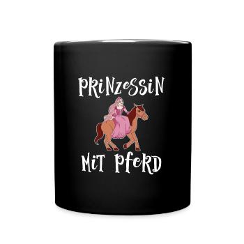 Fille de cheval fille princesse mignonne avec cheval - Mug uni - noir - Devant