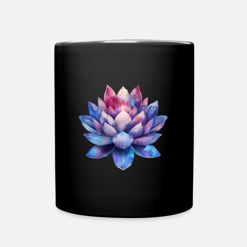 Lotus Blume Galaxie und Sterne Yoga - Tasse einfarbig - Schwarz
