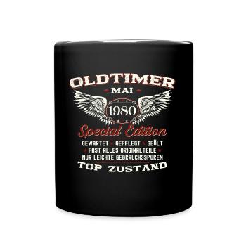 Oldtimer Mai 1980 Jahrgang 1980 Geburtstag 1980 - Tasse einfarbig - Schwarz - Vorne
