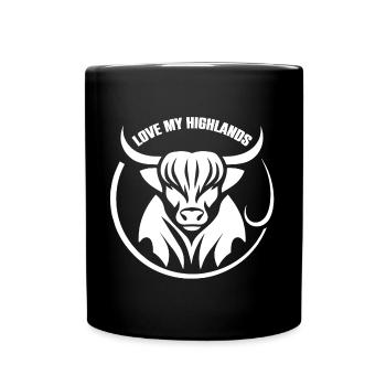 Meine Highlands Rinder ich liebe Highlands - Tasse einfarbig - Schwarz - Vorne