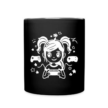 Gaming Girl Cartoon - Full Colour Mug - black - Front