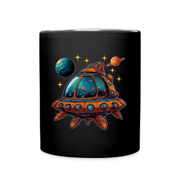 Imaginative Spaceship Flying Saucer - Full Colour Mug - black - Front