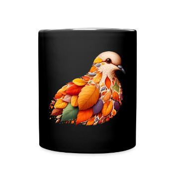 schöne Taube, gestaltet aus verschiedenen Blättern - Tasse einfarbig - Schwarz - Vorne