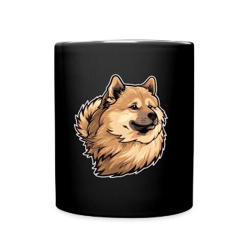 Eurasier Hund Hundekopf - Tasse einfarbig - Schwarz - Vorne