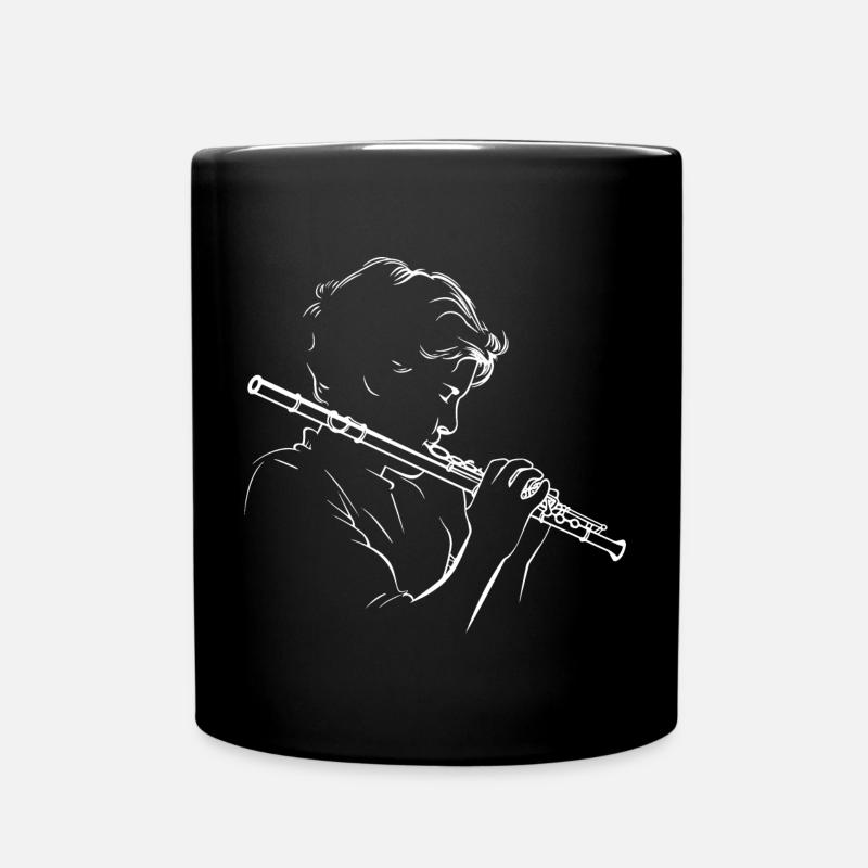 Flötenjunge Line Art - Tasse einfarbig - Schwarz