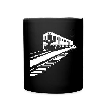 Chemin de fer Pixel Art - Mug uni - noir - Devant