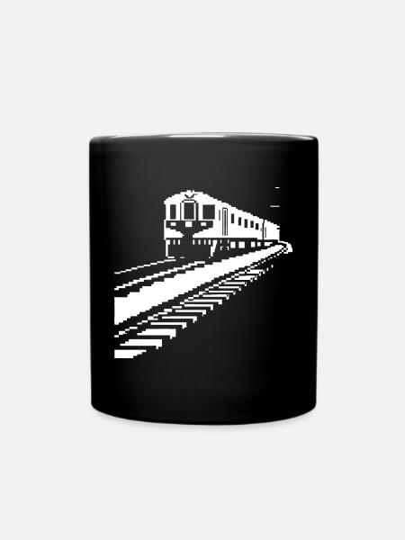 Eisenbahn Pixelkunst - Tasse einfarbig - Schwarz