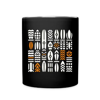 Abstract Surf and Wave Patterns - Full Colour Mug - black - Front