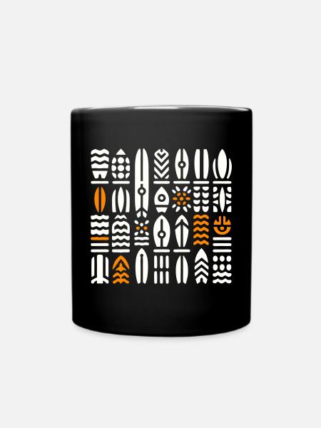 Motifs de Surfs et Vagues Abstraits - Mug uni - noir