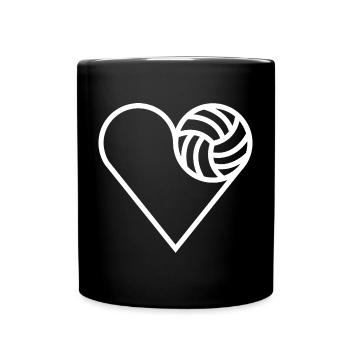 Volleyball Herz Liebe Volleyballer Beach Logo - Tasse einfarbig - Schwarz - Vorne