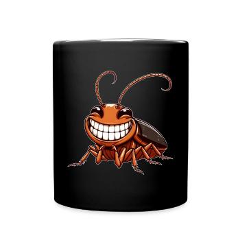 Süße Kakerlake Schabe Comic Cartoon - Tasse einfarbig - Schwarz - Vorne