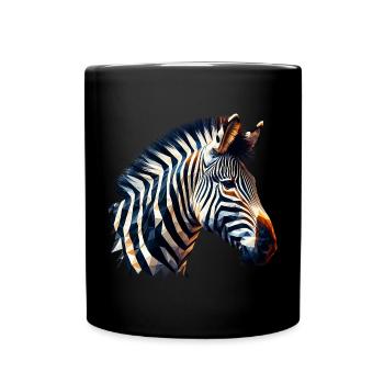 Polygonales Zebra - Tasse einfarbig - Schwarz - Vorne