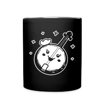 Banjo Cartoon Stil - Tasse einfarbig - Schwarz - Vorne