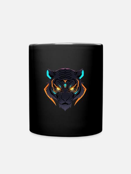 Tiger, Tigerkopf - Tasse einfarbig - Schwarz