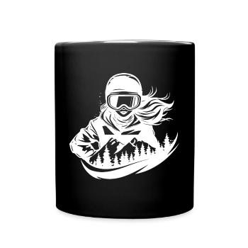 Snowboarder Girl - Full Colour Mug - black - Front