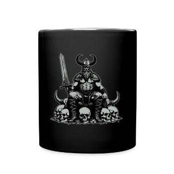 Vikings with swords and many skulls - Full Colour Mug - black - Front