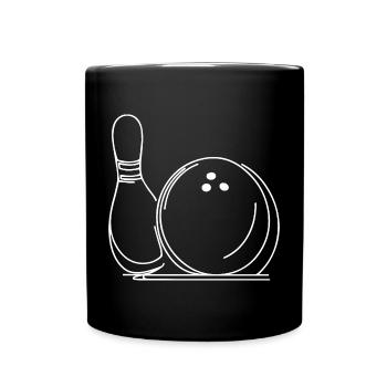 Bowlingkugel und Pin Zeichnung - Tasse einfarbig - Schwarz - Vorne