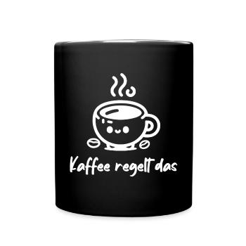 Kaffee regelt das! Tasse Kaffeebohne - Tasse einfarbig - Schwarz - Vorne