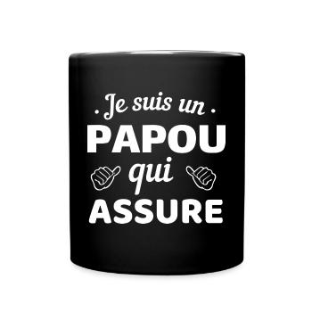 Je suis un papi qui assure - Mug uni - noir - Devant