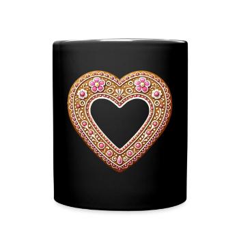 Gingerbread Heart Frame Tradition and love combined - Full Colour Mug - black - Front