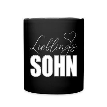 Lieblingssohn mit Herz - Tasse einfarbig - Schwarz - Vorne