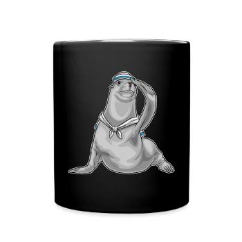 Seal sailor sailor's hat - Full Colour Mug - black - Front