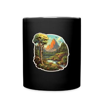 Landschaft Natur - Tasse einfarbig - Schwarz - Vorne