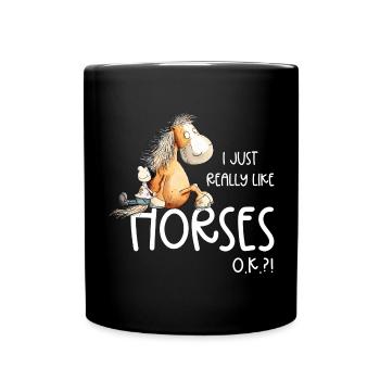 J’aime vraiment les chevaux cheval de dessin animé - Mug uni - noir - Devant