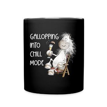 Horse In Deck Chair Cocktail Chill Fashion Saying - Full Colour Mug - black - Front