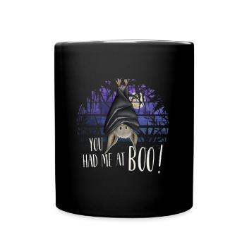 You Had Me At Boo! Abhängende Grusel-Fledermaus - Tasse einfarbig - Schwarz - Vorne