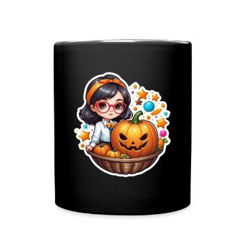 Filles Halloween Citrouille Panier - Mug uni - noir - Devant