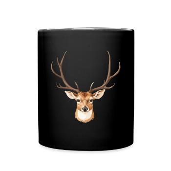 Süßer Hirschkopf - Tasse einfarbig - Schwarz - Vorne
