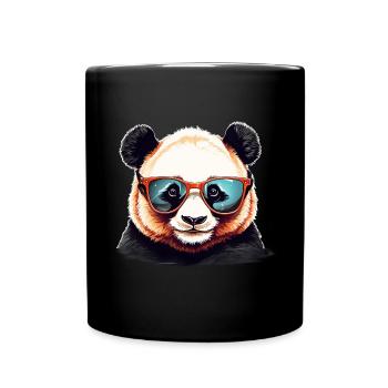 Casual panda head with sunglasses - Full Colour Mug - black - Front