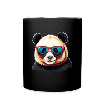 Panda Bear intelligent avec des lunettes de soleil cool - Mug uni - noir - Devant