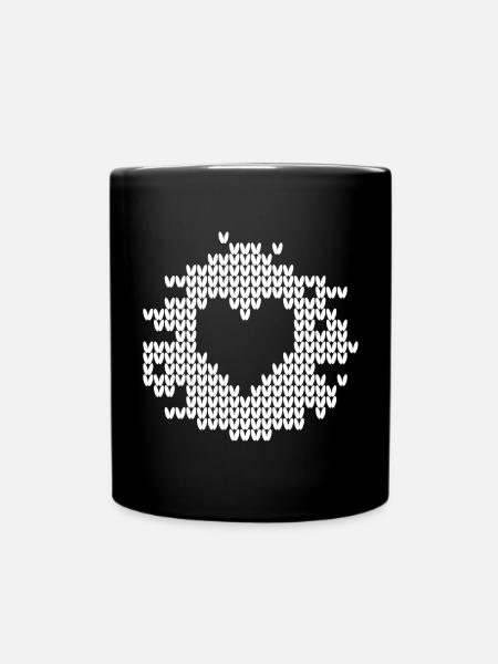 Coeur Tricot Motif Neige Noël Noël Amour - Mug uni - noir