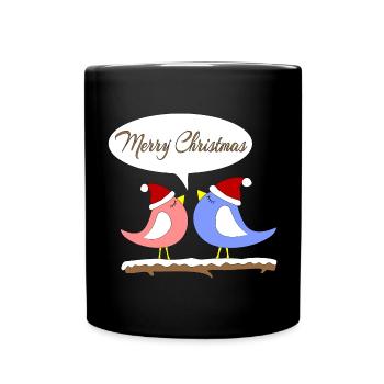 Noël avec des oiseaux amusants - Mug uni - noir - Devant