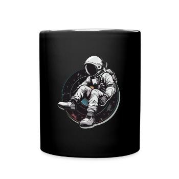 astronaute disque vinyle musique vinyle - Mug uni - noir - Devant
