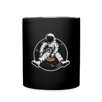 astronaute disque vinyle musique vinyle - Mug uni - noir - Devant