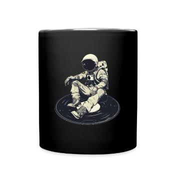 astronaute disque vinyle musique vinyle - Mug uni - noir - Devant