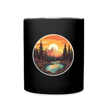 Natur Wandern Landschaft - Tasse einfarbig - Schwarz - Vorne