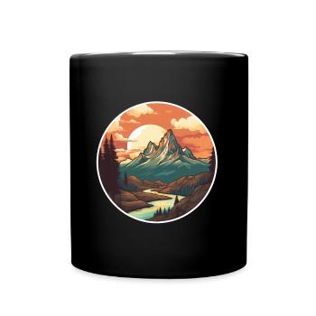 Natur Wandern Landschaft - Tasse einfarbig - Schwarz - Vorne