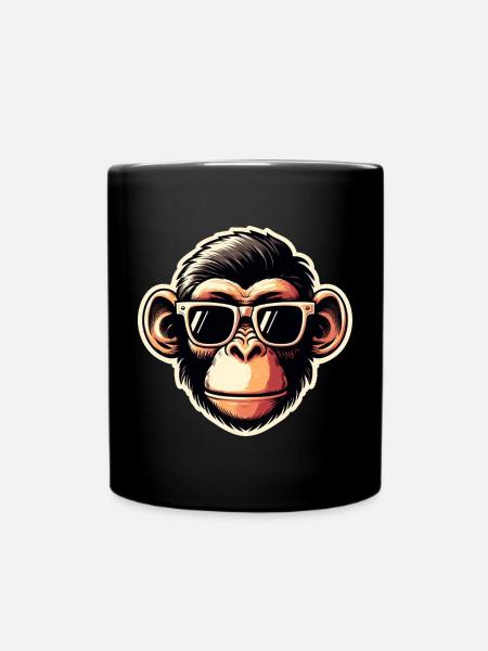 Affe Brille cool - Tasse einfarbig - Schwarz