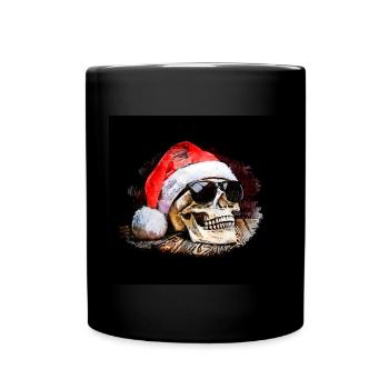HoHoHo Skull - Tasse einfarbig - Schwarz - Vorne